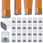 Chair Leg Floor Protectors Square 24PCS Furniture Sliders for Hardwood Floors, Silicone Chair Leg Protectors for Protecting Floors from Scratches and Noise, Clear Large