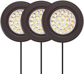 GETINLIGHT 2.5" Wide 3000K Dimmable LED Puck Lights Kit, Plug-in Installation with Recessed or Surface Mounted, Bronze Finish Over Metal Construction, Set of 3, IN-0113-3-BZ