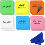 Dry Erase Magnets Set - 24 Pack - 4x4 Whiteboard Magnetic Planning Pads Labels - Small White Board Magnet Strips Name Tags for Home, Office and Classroom