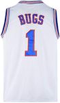 Halloween Youth Basketball Jersey #10 Lola #1 Bugs Moive Space Jerseys Shirts for Kids, 1# White, Small