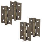 Decoranddecor Door Hinges Internal - Fire Rated - 3inc / 76mm - Ball Bearing - Steel - Antique Brass - 2 Pairs