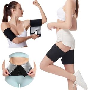 Feimvbe 5 in 1 Waist Trimmer for Women Thigh Trimmer Arm Trimmer Sauna Belt Set Weight Loss Exercise Fitness Back Support Belt (Waist 2XL/3XL)