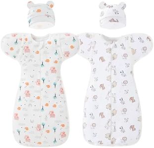 AGrape 2 Pack Baby Swaddle,Nursery Swaddles,Baby Sleep Sack,Organic Cotton Sleeping Bag for Baby,Soft Nueborn Swaddle, Newborn Sleep Sack,Anti-Startle swaddling,2 Way Zip (White, Newborn（2.2~3.8Kg）