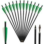 Huntingdoor 12 Pack 20 inch Crossbow Arrows Fletched Archery Carbon Arrows Crossbow Bolts Hunting Arrows with Half Moon Nock and Field Points