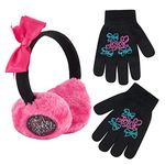 Nickelodeon Winter Plush Earmuffs and Glove Set, JoJo Siwa, Little Girls, Ages 4-7, Black, Pink, Little Girls, Ages 4-7