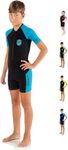 Cressi Children's Little Shark Shorty Wetsuit, Black/Blue, 11-12 Years