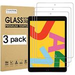 TANTEK [3-Pack] Screen Protector for iPad 7 (2019 Model, 7th Gen),10.2-Inch,Tempered Glass Film,Ultra Clear,Anti Scratch,Bubble Free,Apple Pencil Compatible