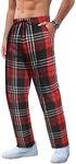 COOFANDY Men's Flannel Pajama Pant Elastic Waist Lightweight Cotton Casual Lounge Pants Plaid Pants