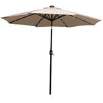 Sunnydaze 9-Foot Patio Umbrella with Solar LED Lights and Push Button Tilt - Aluminum Pole and Polyester Canopy - Beige