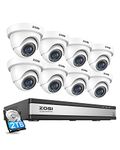 ZOSI H.265+ 1080p 16 Channel Security Camera System,16 Channel DVR with Hard Drive 2TB and 8 x Outdoor Indoor CCTV Dome Cameras 1080p with 80ft Long Night Vision and 110° Wide Angle