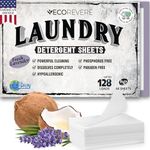 Lavender Laundry Detergent Sheets - Eco Friendly Hypoallergenic for Sensitive Skin, Natural Plant Based Washer Sheets, Travel Laundry Detergent, Chemical Free, Lavender Scent (64cnt/128 Small Loads)