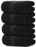 White Classic Luxury Bath Towels Large | 700 GSM Cotton Absorbent Hotel Bathroom Towel | 27x54 Inch | 4 Pack | Black