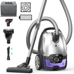 Aspiron Canister Vacuum,1700W/45KPA Bagged Vacuum Cleaner,Easy to Push