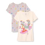 Amazon Essentials Disney | Marvel | Star Wars | Princess Women's Classic-Fit Short-Sleeve V-Neck T-Shirt, Pack of 2, Disney Alice, X-Small