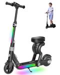 ECOROAD Kids Electric Scooter EK8, 2-in-1 Kick Scooter with Seat, Bluetooth Music, 200W Motor & 15 KM Range, Up to 16 KM/H, Dual Brake System, Foldable & Adjustable Height for Ages 6-12