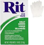 All Purpose Concentrated Rit Dye Powder Single Pack with Plastic Gloves for Clothing, Decor, and Crafts Kelly Green