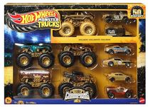Hot Wheels Toy Cars & Trucks, Monster Trucks Trophy Champions Collection with Die-Cast Bigfoot, 5-Alarm, Bone Shaker, Mega-Wrex & Tiger Shark & 6 Cars, JDW07
