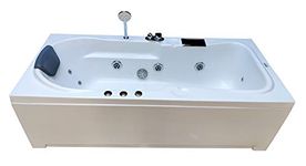 MADONNA Rex 5.5 Feet Acrylic Bathtub with Whirlpool Massage, Bubble Bath, Back Massager and Filler System - White