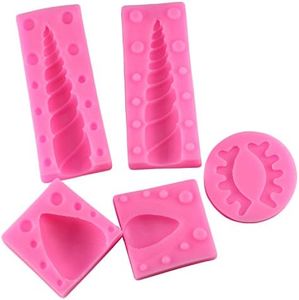 Mujiang Unicorn Silicone Cake Topper Molds Fondant Cake Decorating Molds Unicorn Horn Ears and Eyelash Set (5 Pcs/set)