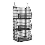 PUPPYCUTE Stackable Wire Baskets for Kitchen Closet Pantry Storage, Hanging Closet Organizers Storage Shelves Organization, Wall Mount Metal Basket Bins, Clothing Vegetable & Fruit Organizer 3 PCS