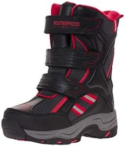 Weatherproof Boys Kody Snow Boot Water Resistant Lightweight Winter Boots for Boys Size - 13 Black/Red