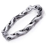 URBAN JEWELRY Classy Men's Solid Heavy Wheat Tungsten Carbide Bracelet - 3 Sided Links (Silver)