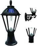 Gama Sonic Polaris Solar Light with GS Solar Light Bulb – Wall/Pier/3″ Fitter Mounts (178033), Black Finish