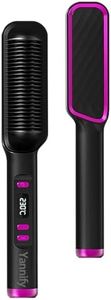 Hair Straightener Brush, Hair Straightener Comb with Fast Heating Ceramic PTC, Temp Settings & Anti-Scald, Straightening Brush for Women, Professional Hair Tools for Styling (Black)