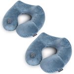 Keemall 2Pack Inflatable Travel Neck Pillow for Airplane Sleeping, Adjustable Blow Up Neck Support Air Pillow Traveling on Plane Long Flights Washable