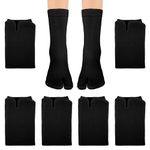 KALIONE 6 Pairs Flip Flop Socks, Elastic Tabi Socks Cotton Split Two Toe Socks Non Slip Ankle Socks with Toes for Women Men(Black)