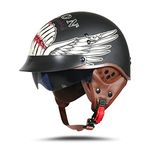 BOSERMEM Adult Harley Motorcycle Helmet Scooter Helmet DOT/ECE Approved, Stylish Half-Open Helmet With Goggles(Matte Black Shura, XL 61-62cm)