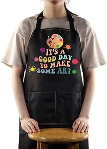 WZMPA Artist Painters Apron With Pockets Art Teacher Gift It's A Good Day To Make Art Adjustable Apron For Art Lover Student, Make Art Apron Bl, Medium