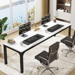 Tribesigns 78.7 Inches Extra Long Computer Desk 2 Person Desk, Double Long Desk, Workstaion for Home Office (White+Black)