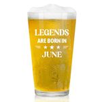 Joymaking Beer Glass Birthday Gifts for Men - Legends are Born in June, Gifts for Men Birthday Present, Mens Birthday Gifts, Gifts for Him Who Has Everything, Gifts for Men Birthday Unique 15oz