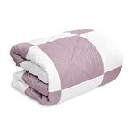 LINENWALAS Premium All Season, Microfiber-Warm Bamboo Patch Duvet, AC Comforter and AC Blanket, Heavy Blanket, Quilt Special for Winters (Lilac and White, Double 90x100 inch)