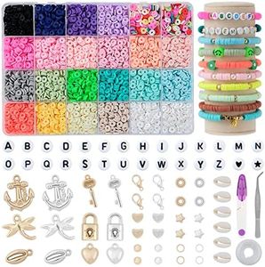 I LOVE MOM 4000 perles d'argile polymère à enfiler, DIY Bracelets Chaînes de bijoux faites-le vous-même avec 300 lettres perles, idée cadeau pour noël, vacances, anniversaires, fêtes, récompenses