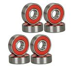 GCAMX Red Silver ABEC-9 608-RS 11 Bearings for Skateboard Longboard Bearings (8PCS)