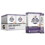 Gatorade G Zero Powder, Grape, 0.10oz Packets, Makes 20 ounces (120 Pack) - New