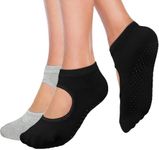 H HOME-MART Pilates Socks,Women Yoga Barre Socks,Grip Socks,Anti Slip/Skid Silicone Gym Pilates Barre Ballet Trampolines Bikram Socks Fitness Sport Socks (2 Pair, Reformer Pilates Socks)