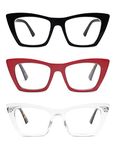 AMOMOMA Oversized Reading Glasses for Women,Trendy Cat eye Blue Light Computer Reader AM6028C1+C8+C9 2.0 X