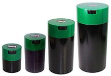 Tightpac America Nested Set of 4 Vacuum Sealed Dry Goods Storage Containers, 4 Sizes, 24-Ounce, 12-Ounce, 6-Ounce, 3-Ounce, Solid Black Body/Forest Green Cap