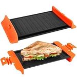 Belle Vous Microwave Toasted Sandwich Maker - Non-Stick Grill Cheese/Toastie Cookware - Safe Kitchen Tool for Toastie, Panini, Grilled Cheese & Grill Snacks - Dishwasher Safe - Orange Handles