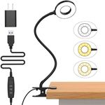 iZELL Desk Lamp, [3 Color Modes & 10 Brightness] LED Reading Light with Clamp, Flexible Gooseneck Book Light for Kids Reading Book in Bed at Night Clip on Table, Headboard, Dorm - 40CM Black