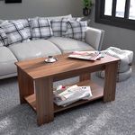 COUCH CULTURE Cocktail Engineered Wood Coffee Table | Centre Table with Storage for Drawing Rooming, Living Room and Office (Finish Color - Teak)