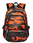 BLUEFAIRY Kids Backpack for Girls and Boys Elementary Middle School Bag Bookbag for Childs, Black/Orange, One Size, Laptop