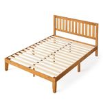 Zinus Alexia Double Bed frame - Bed 135x190 cm - 30 cm Height - Wood Platform Bed frame with Headboard - Rustic Pine Brown