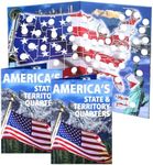 Humyoun 2 Pcs State Quarter Collection Book Folder Maps 50 States Quarter Collection Book Coin Collecting Book for Collectors Adults