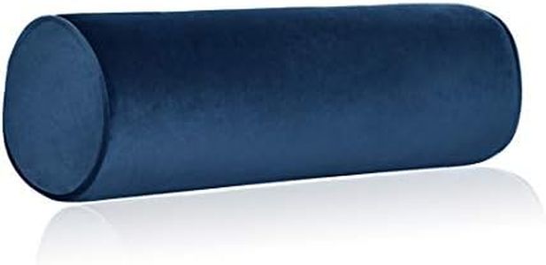 Memory Foam Roll Pillow for Knee/Leg/Neck - Full Moon Bolster/Round Cylinder Pillow for Sleeping on Side or Back - Removable Cooling Cover Length 18" x 6" Diameter (Navy Blue)