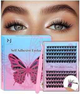 JoMay Self Adhesive Eyelashes Extension Kit Pre-Glued Cluster Lashes Press on Lashes No Glue Needed Wispy Clusters 1 Step DIY 120 PCS 10-16mm (Self Adhesive Lash X5, 10-16mm MIX)