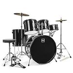Best Choice Products 5-Piece Full Size Complete Adult Drum Set w/Cymbal Stands, Stool, Drum Pedal, Sticks, Floor Tom (Black)